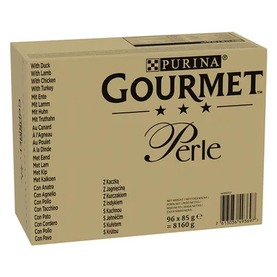 Jumbopack Gourmet Perle 96 x 85 g - Ente, Lamm, Huhn, Truthahn in Sauce Jumbopack Gourmet Perle 96 x 85 g - Ente, Lamm, Huhn, Truthahn in Sauce