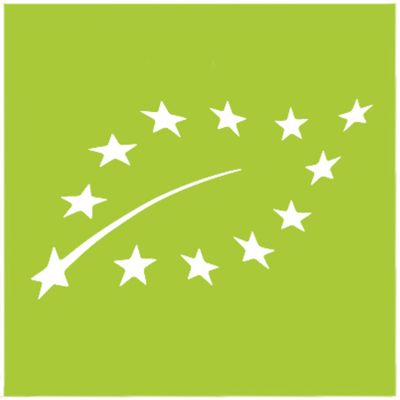 Certyfikat bio UE – liść z gwiazdek na zielonym tle, oznaczenie produktów ekologicznych