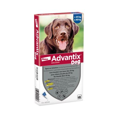 Advantix® grand chien, de 25 kg à 40 kg 4 mois de protection (4 pipettes)