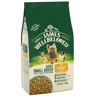 James Wellbeloved Adult Hypoallergenic Small Breed - Turkey & Rice - 1.5kg James Wellbeloved Adult Hypoallergenic Small Breed - Turkey & Rice - 1.5kg