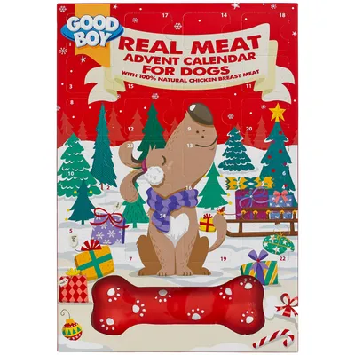 GOOD BOY Real Meat Advent Calendar for Dogs with 100% natural chicken breast meat, advent calendar with dog motif and numbered doors.