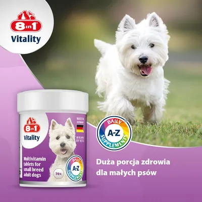 8in1 Vitality multiwitaminowe tabletki dla psów małych ras - 70 tabletek