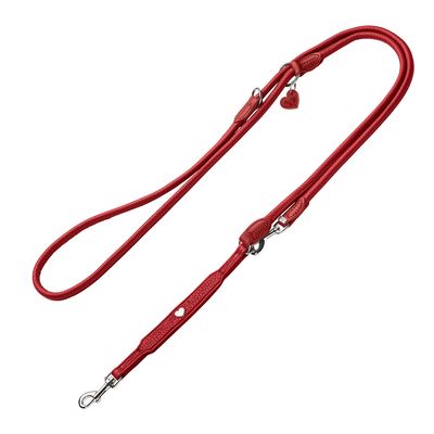 Laisse réglable HUNTER Round & Soft Love, rouge pour chien L 200 cm, 6 mm de diamètre