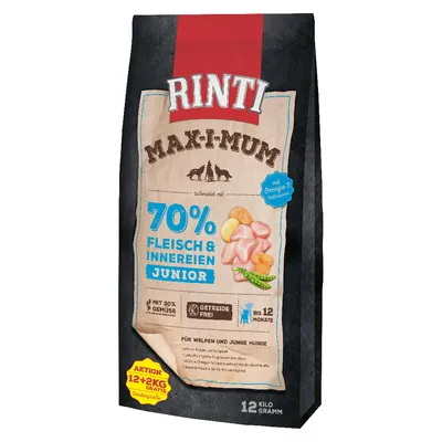 12 + 2 kg gratis! Rinti Max-i-mum, sucha karma dla psa, 14 kg - Junior, kurczak 12 + 2 kg gratis! Rinti Max-i-mum, sucha karma dla psa, 14 kg - Junior, kurczak