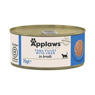 Ekonomipack: Applaws i buljong 48 x 70 g Tonfisk med krabba