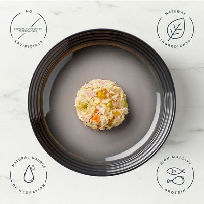 Encore Finest Selection, 5 x 100g påsar. Smaker: kycklingbröst med grönsaker, kycklingbröst med tonfisk och grönsaker, kycklingbröst med anka. Tillverkad med naturliga ingredienser.