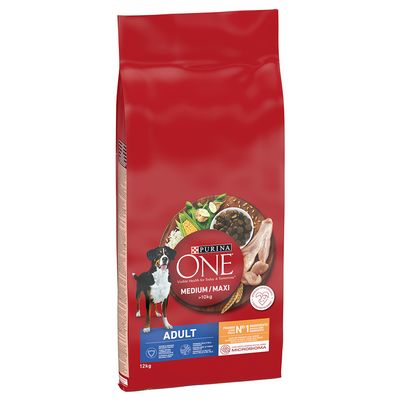PURINA ONE Medium/Maxi Adult kana säästöpakkaus: 2 x 12 kg