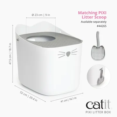 catit PIXI kattlåda, mått: 52 x 41 x 47,5 cm, öppning Ø 23 cm. Passande PIXI ströskopa säljs separat, #44265. catit PIXI kattlåda, mått: 52 x 41 x 47,5 cm, öppning Ø 23 cm. Passande PIXI ströskopa säljs separat, #44265.