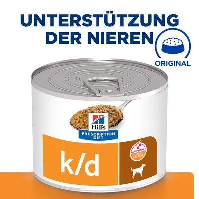 Hill's Prescription Diet k/d Original, Unterstützung der Nieren, ActivBiome+ Kidney Defense, Nassfutter für Hunde in Dose.