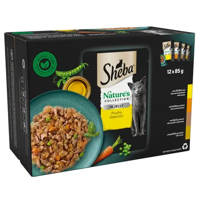Sheba Nature's Collection Pouches 12 x 85g - Poultry Selection with Carrot & Peas in Jelly