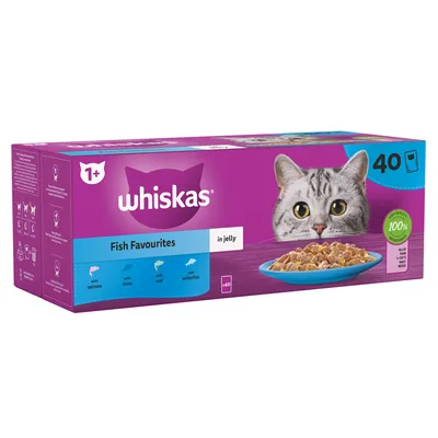 Whiskas 1+ Fish Favourites in Jelly - 40 x 85g Whiskas 1+ Fish Favourites in Jelly - 40 x 85g