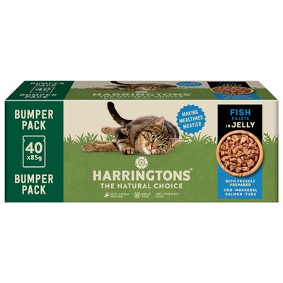 Harringtons Complete Grain-free Adult Cat – Fish Selection in Jelly Bumper Pack: 40 x 85g
