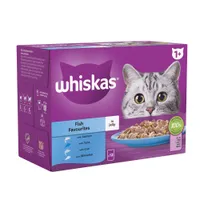 Whiskas 1+ Pouches Mega Multibuy 96 x 85g - Fish Favourites in Jelly
