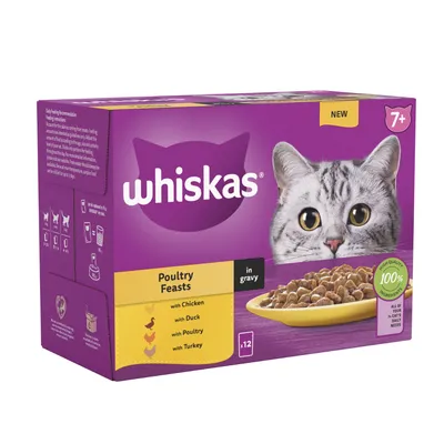 Whiskas 7+ Senior Pouches in Gravy - Poultry Selection in Gravy (48 x 85g) Whiskas 7+ Senior Pouches in Gravy - Poultry Selection in Gravy (48 x 85g)