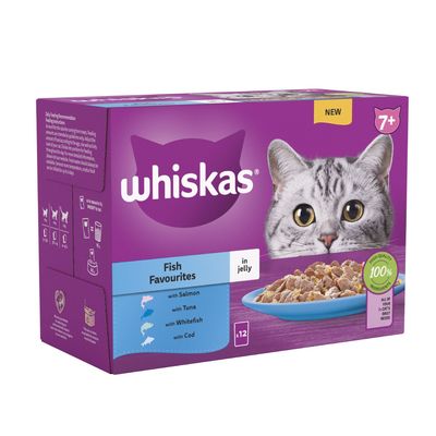 Whiskas 7+ Senior Pouches in Jelly 48 x 85g Fish Favourites in Jelly