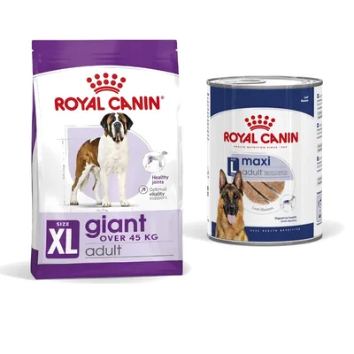 Royal Canin Size Dry Dog Food + Royal Canin Wet Dog Food - 15% Off! * - Giant Adult (15kg) + Maxi Adult in Loaf (12 x 410g)