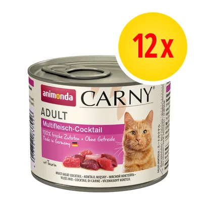 animonda Carny Adult Multifleich-Cocktail, 100% frische Zutaten, Ohne Getreide, Made in Germany, 12 x puszka z kotem na etykiecie
