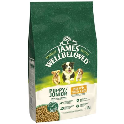 James Wellbeloved Puppy & Junior Dog Hypoallergenic Turkey & Rice 12kg