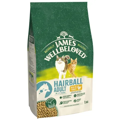 James Wellbeloved Adult Cat Hairball Hypoallergenic Turkey & Rice - 1.5kg