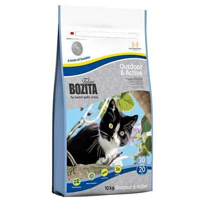 Bozita Feline Outdoor & Active alimento para gatos, 10 kg. Calidad sueca, antioxidantes naturales, para gatos activos. Proteína 30%, grasa 20%. Con selenio y Macrogard.