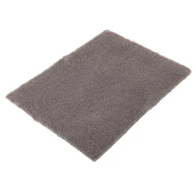 Rectangular grey fleece mat shown on a white background, displaying its soft texture and flat surface.