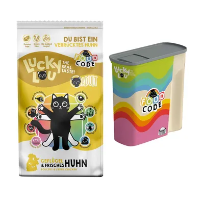 2 x 1,7 kg Lucky Lou Trockenfutter + Trockenfutterbehälter gratis! - Adult Geflügel & Huhn 2 x 1,7 kg Lucky Lou Trockenfutter + Trockenfutterbehälter gratis! - Adult Geflügel & Huhn