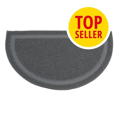 Szara półokrągła mata z tworzywa sztucznego, żółty okrąg z napisem TOP SELLER w prawym górnym rogu