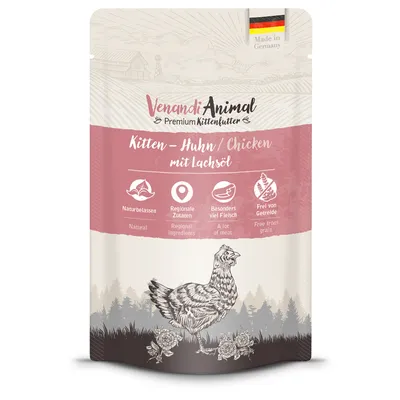 Venandi Animal Premium hrana za mladiče, piščanec z lososovim oljem. Naravno, regionalne sestavine, veliko mesa, brez žitaric. Izdelano v Nemčiji.