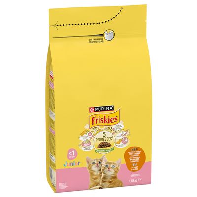 PURINA Friskies Junior con Pollo, Tacchino e Verdure Crocchette per gatto 1,5 kg