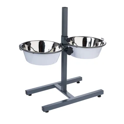 TIAKI Doppelnapf mit verstellbarem Ständer - 2 x 875 ml, Ø 17 cm