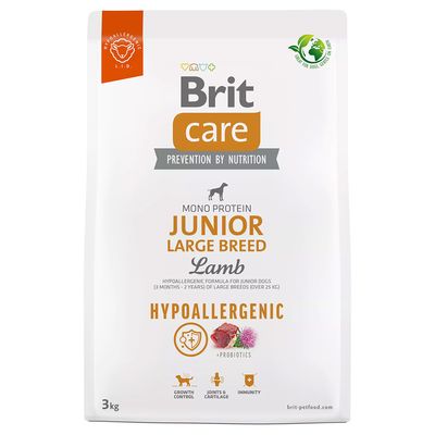 Brit Care Dog Hypoallergenic Junior Large Breed Lam & Rijst 3 kg