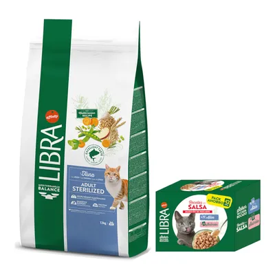 Libra Adult 12 kg pienso para gatos + 12 x 85 g comida húmeda ¡gratis! - Adult Sterilized con atún (12 kg) + Salmón y Atún en salsa (12 x 85 g) Libra Adult 12 kg pienso para gatos + 12 x 85 g comida húmeda ¡gratis! - Adult Sterilized con atún (12 kg) + Salmón y Atún en salsa (12 x 85 g)