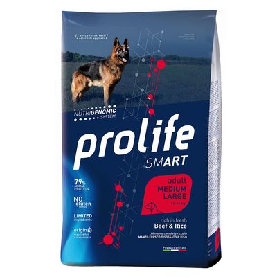 Prolife Smart Adult Medium / Large Manzo e Riso Crocchette per cane 12 kg