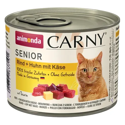 Ekonomično pakiranje animonda Carny Senior 12 x 200 g - Govedina, piletina i sir