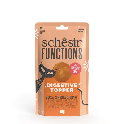 Schesir Functions Digestive Topper 12 x 40 g - Kürbis mit Weizengras Schesir Functions Digestive Topper 12 x 40 g - Kürbis mit Weizengras