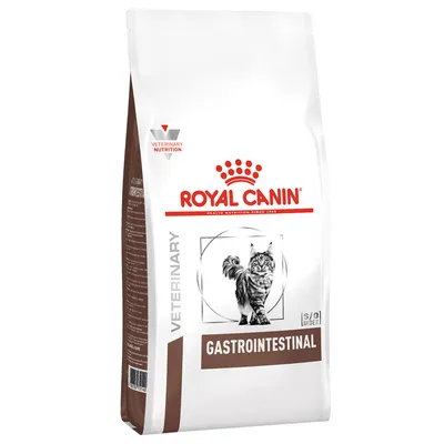 Zak Royal Canin Veterinary Gastrointestinal kattenvoer, merknaam en productnaam duidelijk zichtbaar op de verpakking, afbeelding van een kat op de voorkant.