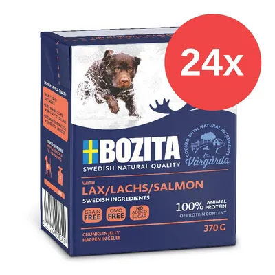 Bozita Swedish Natural Quality mit Lachs, 370g. Grain Free, GMO Free, ohne Zuckerzusatz, 100% tierisches Protein. 24x Packung. Hergestellt in Vårgårda mit schwedischen Zutaten.
