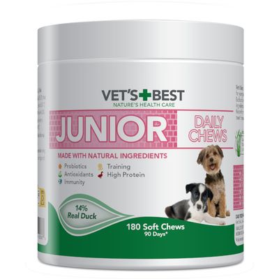 Vet’s Best Junior Daily Chews canard pour chiot 400 g (180 bouchées à mâcher)