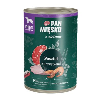 Pan Mięsko Dog, 12 x 400 g Pasztet z krewetkami