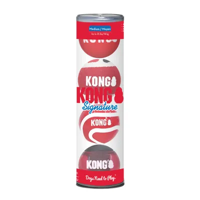 KONG Signature Dog Play Balls - 4 balls, size M: approx. 7cm (diameter)