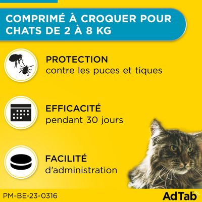 AdTab Comprimés à mâcher pour chat (2 à 8 kg) - 3 comprimés