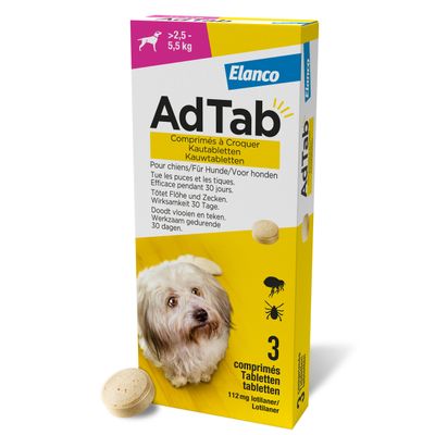 AdTab kauwtabletten voor honden van 2,5 tot 5,5 kg 1 x 3 Tabletten