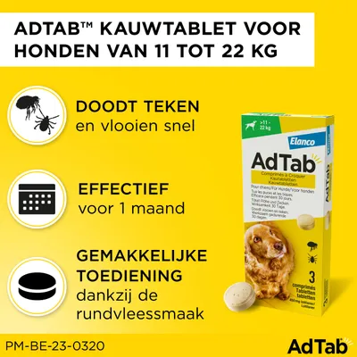 AdTab kauwtabletten voor honden van 11 tot 22 kg - 3 x 3 Tabletten