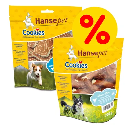 Hansepet Cookies Delikatessen für Hunde, Lebensmittelqualität, fettarm und leicht verdaulich, schonend im Ofen getrocknet. Sorten: Huhn & Meer, 200g.