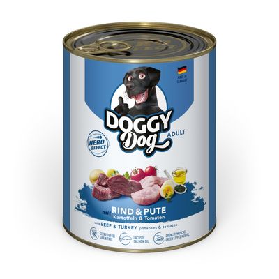 Økonomipakke: 24 x 800 g DOGGY Dog Adult Oksekød og kalkun