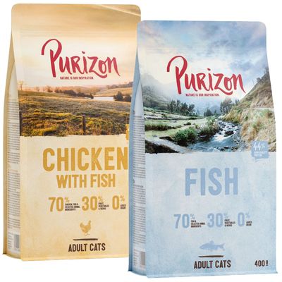 Blandat provpack Purizon Adult 2 x 400 g Chicken & Fish + Fish