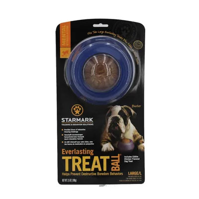 Starmark Everlasting Treat Ball, Large. Interaktives Hundespielzeug mit essbarem Hühnergeschmack-Leckerli. Fördert mentale Stimulation und verhindert destruktives Verhalten.
