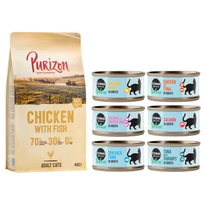 Balení na zkoušku: Purizon 400 g & Cosma Nature 6 x 70 g - Set 1: Purizon Adult kuře & ryba