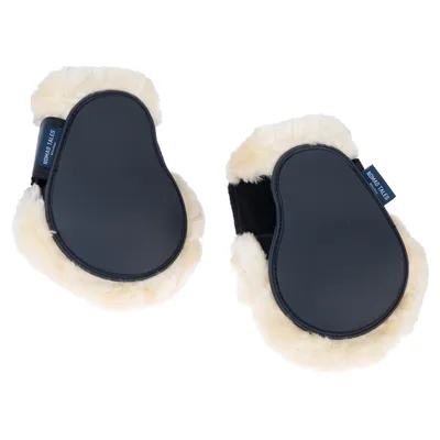 Nomad Tales set de protège-boulets et guêtres avec fourrure synthétique, bleu marine - bandes de protection pour poney, lot de 2
