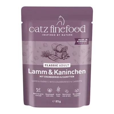 Sparpaket catz finefood 16 x 85 g - Lamm & Kaninchen Sparpaket catz finefood 16 x 85 g - Lamm & Kaninchen